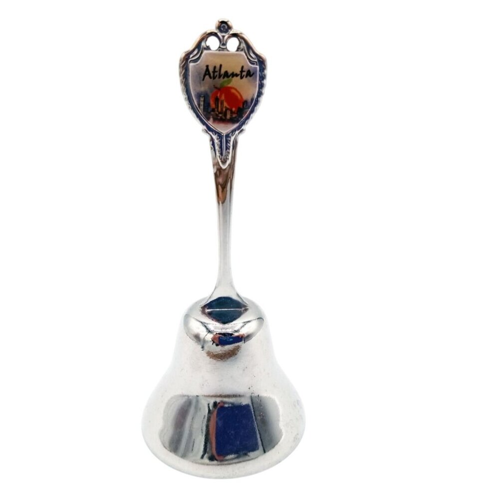 Bell Atlanta Georgia Metal Vintage 3.75 Inch Hand Ringing Travel Souvenir Silver